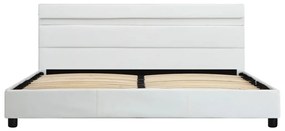 vidaXL Πλαίσιο Κρεβατιού με LED Λευκό 160x200 εκ. από Συνθετικό Δέρμα
