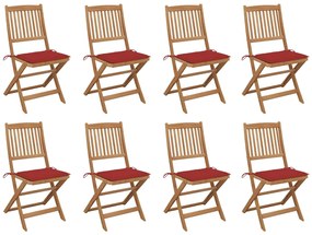 Καρέκλες Εξ. Χώρου Πτυσσόμενες 8 τεμ. Ξύλο Ακακίας &amp; Μαξιλάρια