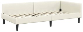 vidaXL Πλαϊνό Κρεβάτι Κρεμ 90 x 190 cm Βελούδο και Στιβαρή ξυλεία