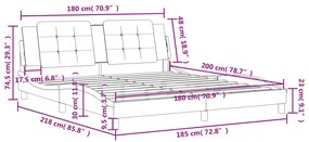 Πλαίσιο Κρεβατιού με Κεφαλάρι Γκρι 180x200 εκ. Συνθετικό Δέρμα 3208201