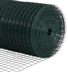 vidaXL Συγκολλητός Μεταλλικός Φράκτης  με 44 Στήλες Πράσινος 0.4x100 μ Χάλυβας
