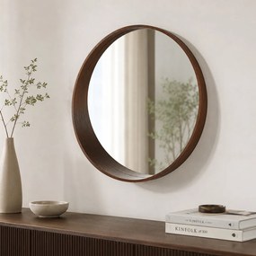 Διακοσμητικός Καθρέφτης Τοίχου (Φ80) Spitishop Messina Walnut
