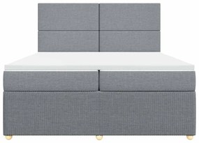 vidaXL Κρεβάτι Boxspring με Στρώμα Ανοιχτό Γκρι 200x200 εκ. Υφασμάτινο