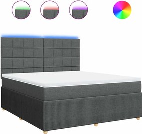 vidaXL Κρεβάτι Boxspring με Στρώμα Σκούρο Γκρι 180x200 εκ Υφασμάτιν