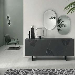 Μπουφές Adel 180x50x80cm Anthracite-Marble Capodarte