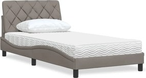 vidaXL Κρεβάτι με Στρώμα Taupe 100 x 200 εκ. Υφασμάτινο