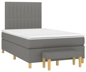 vidaXL Κρεβάτι Boxspring με Στρώμα Σκούρο Γκρι 120x190 εκ Υφασμάτινο