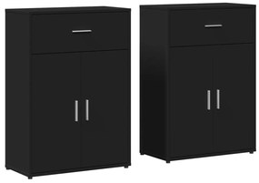 vidaXL Βοηθητικά Ντουλάπια 2 τεμ. Μαύρο 60x30x84 εκ. Επεξεργ. Ξύλο