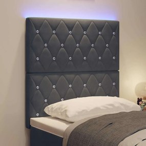 vidaXL Κεφαλάρι LED με φώτα λωρίδας LED Σκούρο γκρι 80 cm Βελούδο