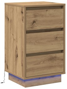 vidaXL κομοδίνο  με LED Ξύλο Artisan Oak 39x34.5x65 εκ. Επεξεργασμένο Ξύλο