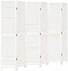 vidaXL Διαχωριστικό Χώρου με 6 Πάνελ Λευκό από Μασίφ Ξύλο Παυλώνιας