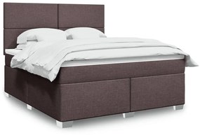 vidaXL Κρεβάτι Boxspring με Στρώμα Σκούρο Καφέ 180x200 εκ Υφασμάτινο