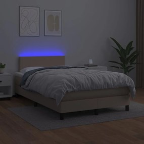 vidaXL Κρεβάτι Boxspring Στρώμα&LED Καπουτσίνο 120x200 εκ. Συνθ. Δέρμα