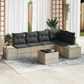 vidaXL Σετ Καναπέ Κήπου  6 Τεμαχίων με Μαξιλάρια Γκρι Πολυ Ρατάν