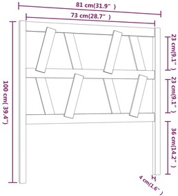 vidaXL Κεφαλάρι Κρεβατιού Γκρι 81 x 4 x 100 εκ. από Μασίφ Ξύλο Πεύκου