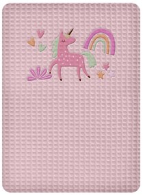 Παιδική Κουβέρτα Πικέ 110X140 Unicorn Pink