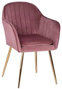 VELVET ARMCHAIR SAWYER  IN DUSTY PINK WITH GOLDEN LEGS 55x60x83 cm