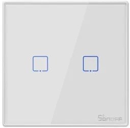 SONOFF smart διακόπτης T2EU2C-RF 433MHz, αφής, διπλός, λευκός