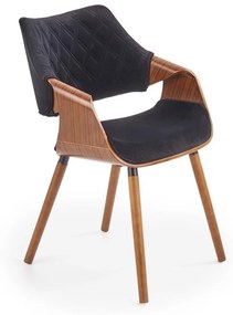 Καρέκλα Houston 720, Καρυδί, Μαύρο, 77x56x55cm, 8 kg, Ταπισερί, Ξύλινα, Φυσικό ξύλο καπλαμά, Μπράτσα | Epipla1.gr