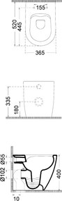 Bianco Ceramica Lenta 52 Rimless 380300C BTW - Λεκανη Δαπεδου