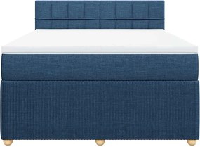 vidaXL Κρεβάτι Boxspring με Στρώμα Μπλε 160x200 εκ. Υφασμάτινο