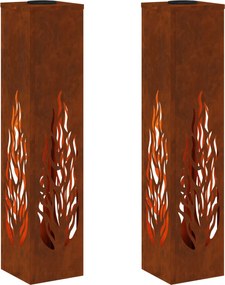 vidaXL Ηλιακό LED Φως Δρόμου 2 pcs Σκ rusty Ατσάλι Σκληρυθέν στον Αέρα