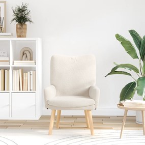 vidaXL Χαλαρωτική Πολυθρόνα Κρεμ με Ίνες Παρόμοιες με Μαλλί