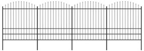 vidaXL Κάγκελα Περίφραξης με Λόγχες Μαύρα (1,75-2) x 6,8 μ. Ατσάλινα