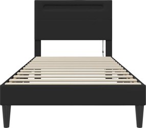 vidaXL Σκελετός Κρεβατιού Μαύρο 90 x 190 cm Τεχνητό Δέρμα