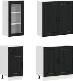 vidaXL Μονάδα κουζίνας LUCCA 8 pcs Μαύρο Επεξεργασμένο Ξύλο