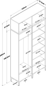Έπιπλο Εισόδου Καρυδί / Λευκό CUGON 120x37.5x240