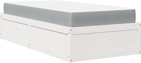 vidaXL Κρεβάτι με Στρώμα Λευκό 90x200 εκ Μασίφ Ξύλο Πεύκου