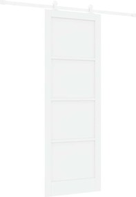 vidaXL Συρόμενη Πόρτα Λευκό 83 x 232 εκ. Μασίφ Ξύλο Πεύκου