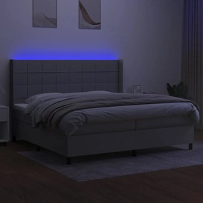 Κρεβάτι Boxspring με Στρώμα &amp; LED Αν.Γκρι 200x200εκ. Υφασμάτινο  - Γκρι