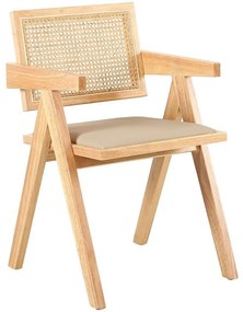 Καρέκλα Samurai 03-1083 50x50x80cm Natural-Beige Rattan,Ξύλο