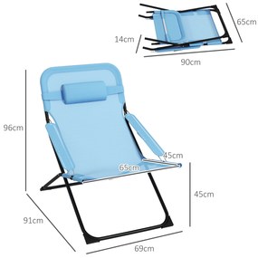 Outsunny Αναδιπλούμενη Καρέκλα, 4 θέσεων, αναπνέουσα, μεταλλικό σκελετό, 69 x 91 x 96 εκ., Μαύρο/Μπλε