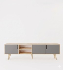 Έπιπλο Τηλεόρασης Sapphire Δρυς / Ανθρακί FLECLAN 180x53x30