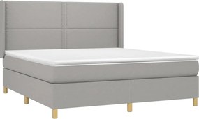 vidaXL Κρεβάτι Boxspring με Στρώμα Ανοιχτό Γκρι 180x200 εκ. Υφασμάτινο