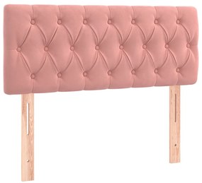 vidaXL Κρεβάτι Boxspring με Στρώμα &amp; LED Ροζ 100x200 εκ. Βελούδινο
