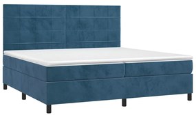 Κρεβάτι Boxspring με Στρώμα Σκούρο Μπλε 200x200 εκ. Βελούδινο - Μπλε