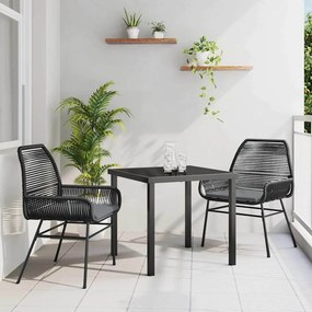 vidaXL Σετ Τραπεζαρίας Κήπου 3 Τεμαχίων με Μαξιλάρια, Μαύρο Πολυ Ράτταν.