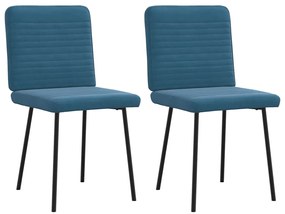 vidaXL Καρέκλες Τραπεζαρίας 2 τεμ. Μπλε Βελούδινες