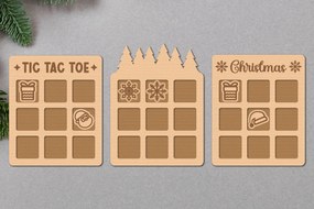 Intra απο ξύλο plywood 3mm-4mm πάχος - Χριστουγεννιάτικο Tic Tac Toe Laser Cut Δίασταση 30x20 cm INTRAFABR-109627008