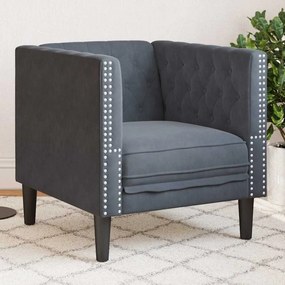vidaXL Πολυθρόνα Τσέστερφιλντ Σκούρο γκρι 71 x 74.5 x 70.5 εκ. Βελούδο
