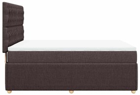 vidaXL Κρεβάτι Boxspring με Στρώμα Σκούρο Καφέ 140x200 εκ Υφασμάτινο