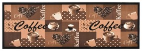 Πατάκι Κουζίνας Σχέδιο Coffee Καφέ Πλενόμενο 45 x 150 εκ. - Καφέ