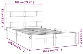 vidaXL Πλαίσιο Κρεβατιού 180 x 200 εκ. Μασίφ Ξύλο Super King Size