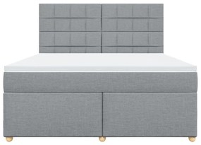 vidaXL Κρεβάτι Boxspring με Στρώμα Ανοιχτό Γκρι 180x200 εκ. Υφασμάτινο