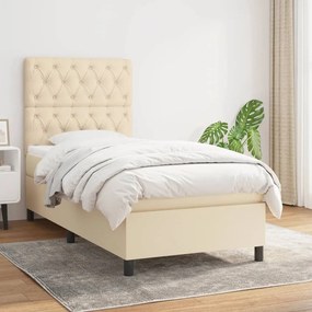 Κρεβάτι Boxspring με Στρώμα Κρεμ 80 x 200 εκ. Υφασμάτινο - Κρεμ