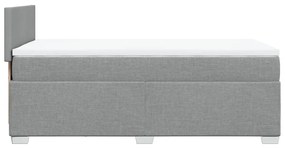 vidaXL Κρεβάτι Boxspring με Στρώμα Ανοιχτό Γκρι 90x190 εκ. Υφασμάτινο